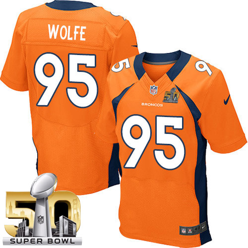 Men's Elite Derek Wolfe Super Bowl L Nike Jersey Orange Home - #95 NFL Denver Broncos